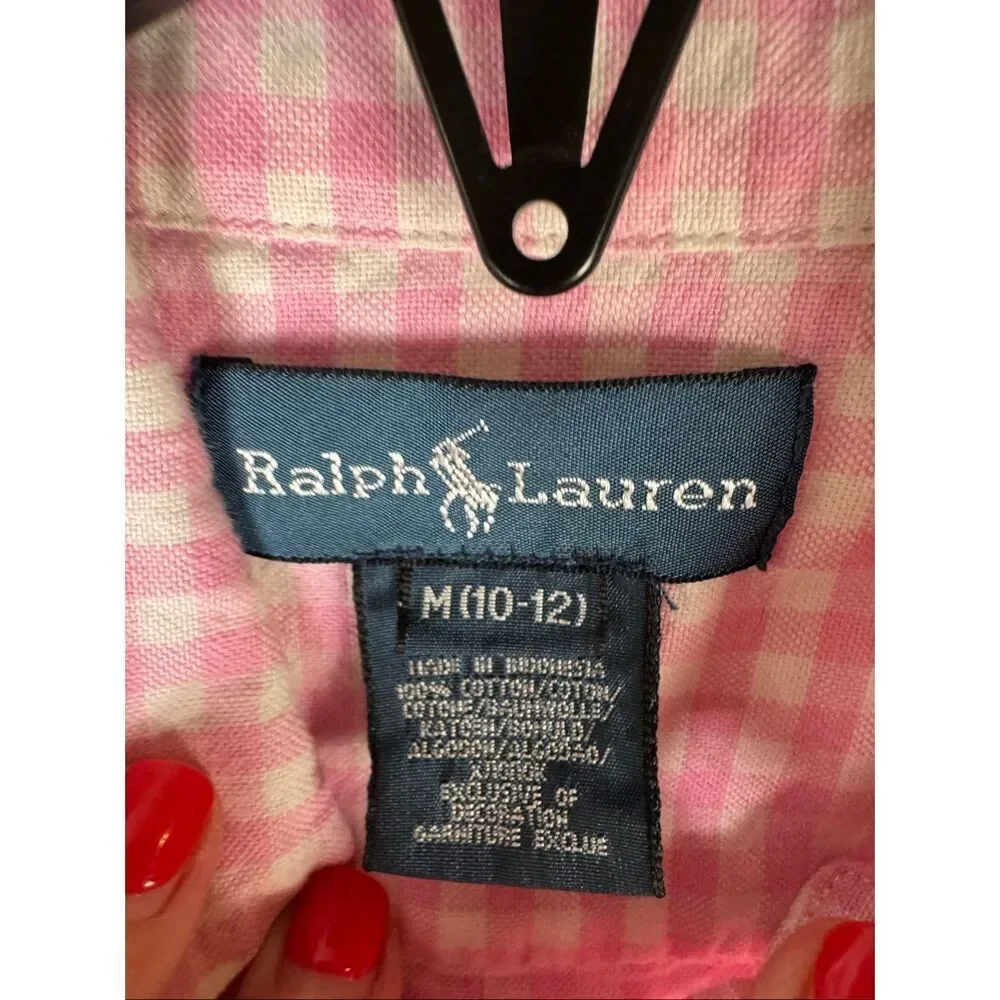 Ralph Lauren Polo Boys Button Front Shirt Size M 10/12
